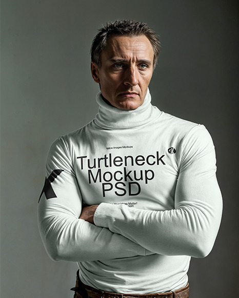 A Muscular Man Wearing a Turtleneck Mockup