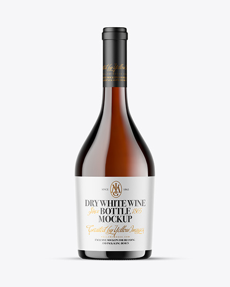 Amber Glass White Wine Bottle Mockup