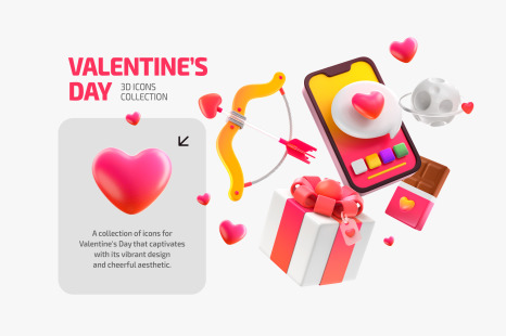 Valentine&#039;s Day 3D Icons Collection