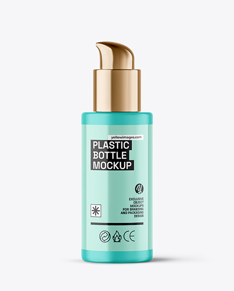 Matte Cosmetic Bottle with Pump Mockup