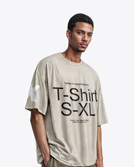 Man Wearing an Oversize T-Shirt Mockup