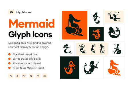 Glyph Mermaid Icons