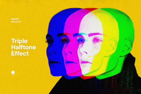 Triple Halftone Photo Effect