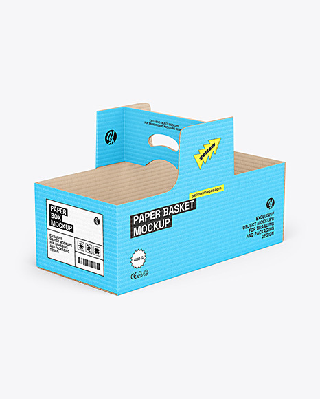 Cardboard Basket for Organic Fruits &amp; Vegetables Mockup