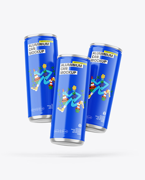 Three Cans W/ Glossy Finish Mockup