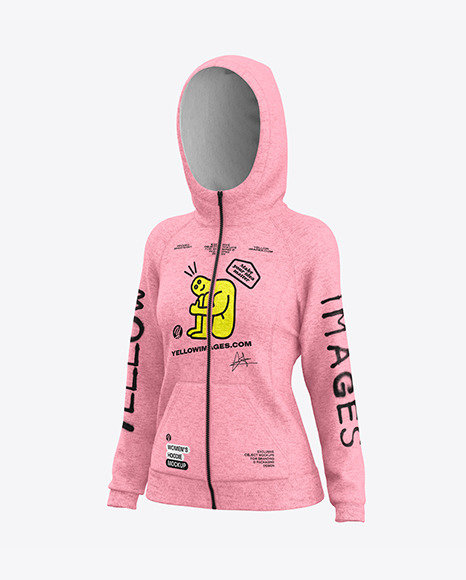 Women’s Heather Hoodie Mockup - Half Side View