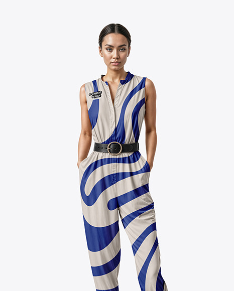 Woman Wearing a Sleeveless Jumpsuit Mockup