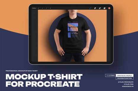 5 Mockups Man T-Shirt for Procreate