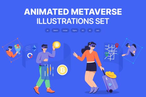 Animated Metaverse Illustration Set