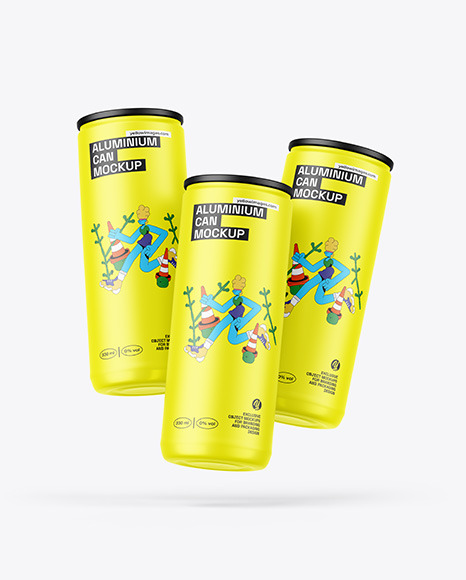 Three Matte Cans Mockup