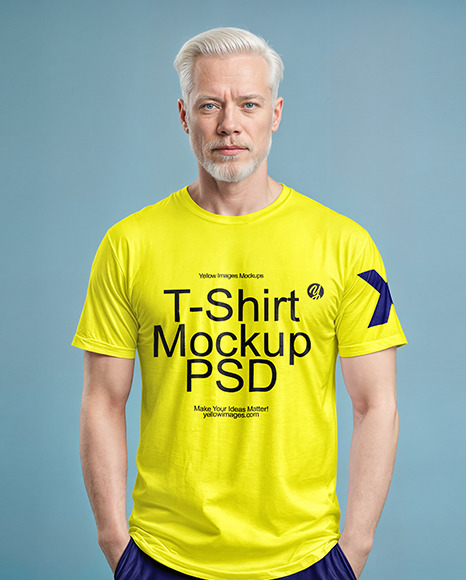 Albino Man Wearing a T-Shirt and Sweatpants Mockup
