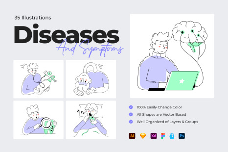 Diseases Symptoms Illustrations