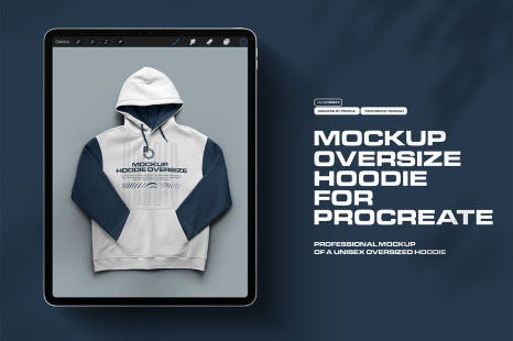 4 Mockups Unisex Oversize Hoodie for Procreate