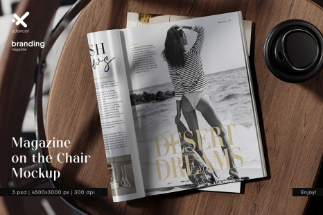 Glossy Magazine on the Chair Mockup