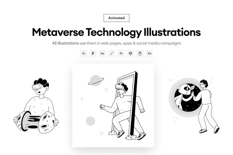 Metaverse Technology Mini Illustrations