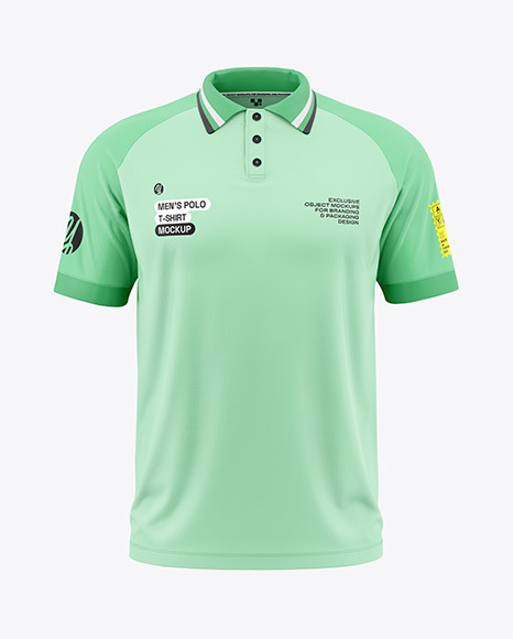 Men&#039;s Raglan Polo T-Shirt Mockup - Front View