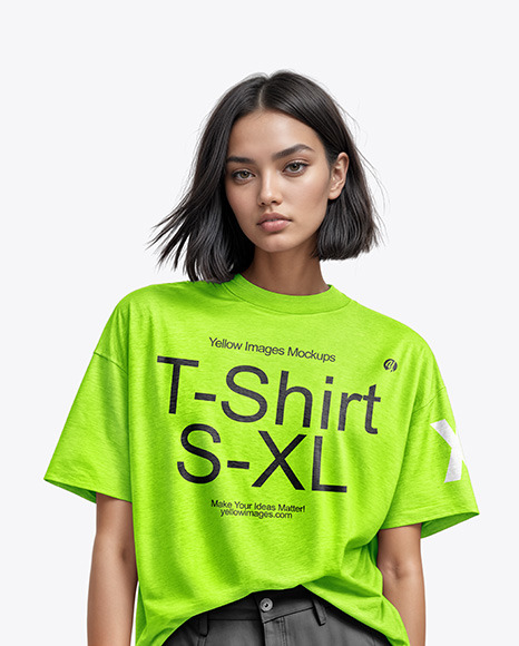 Woman in an Oversize T-Shirt Mockup