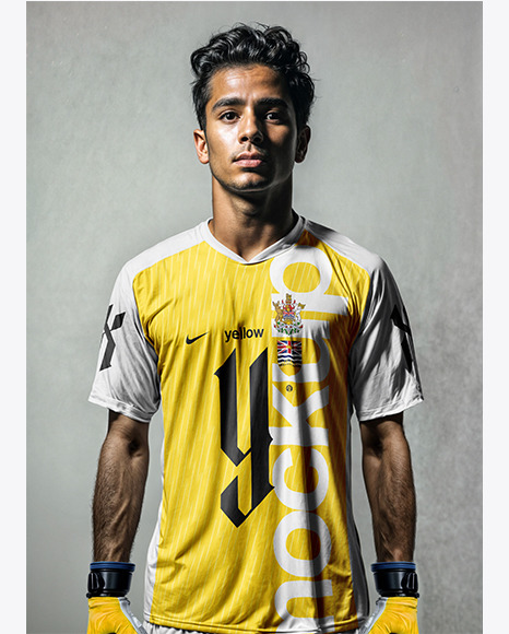 A Soccer Goalkeeper Wearing a Jersey and Gloves Mockup