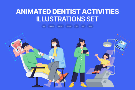 Animated Dentist Activities Illustrations