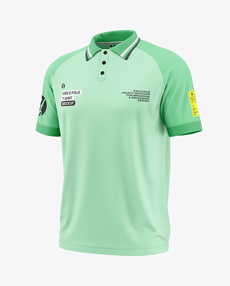 Men&#039;s Raglan Polo T-Shirt Mockup - Half Side View