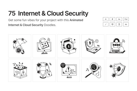 Internet and Cloud Security Icons