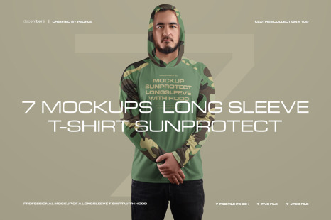 7 Men&#039;s Mockups Long Sleeve T-Shirt SunProtect