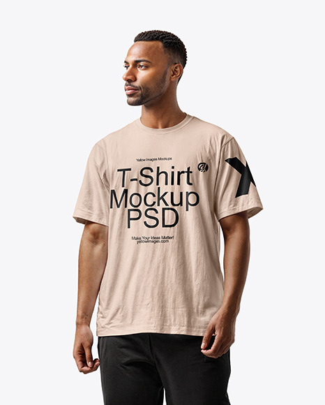 Black Man Wearing an Oversize T-Shirt and Pants Mockup