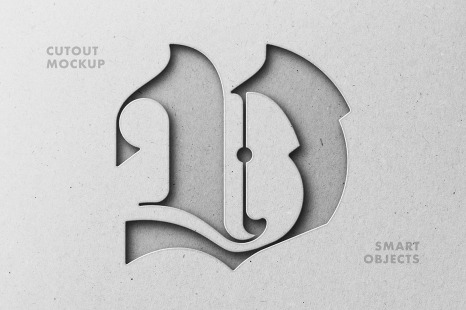 Debossed Cut Out Paper Logo Mockup