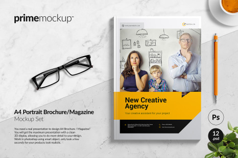 A4 Portrait Brochure Magazine Mockup