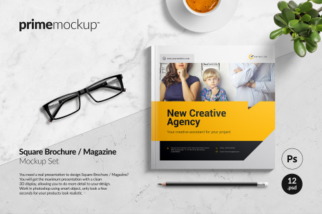 Square Brochure Magazine Mockup