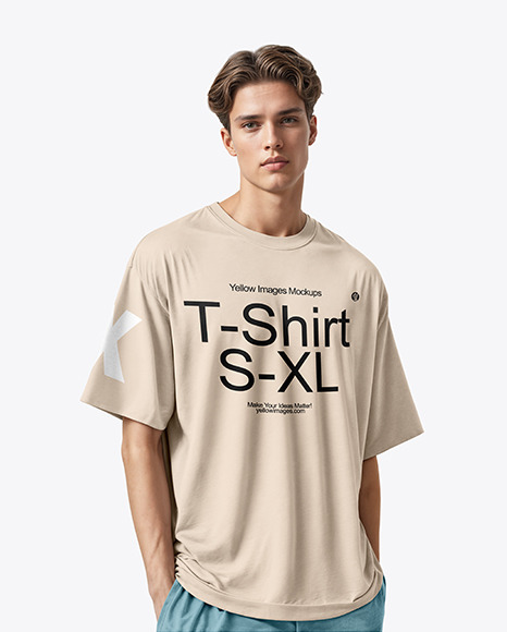 Man Wearing an Oversize T-Shirt and Pants Mockup