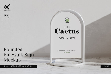Rounded Sidewalk Sign Mockup
