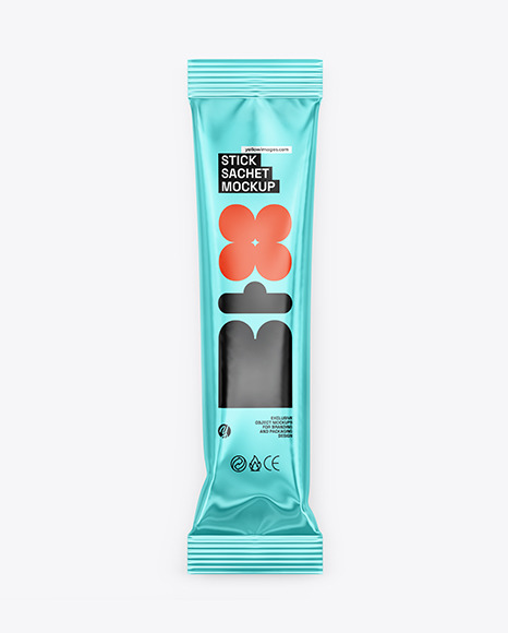 Glossy Metallic Stick Sachet Mockup