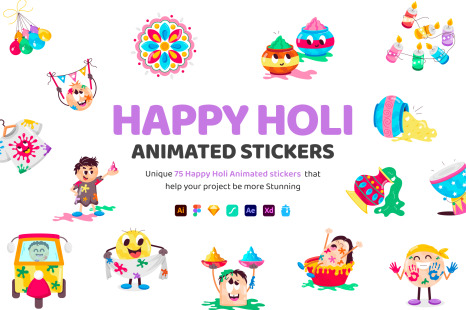 Animated Happy Holi Stickers
