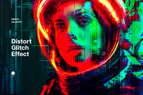 Distorted Glitches Photo Effect