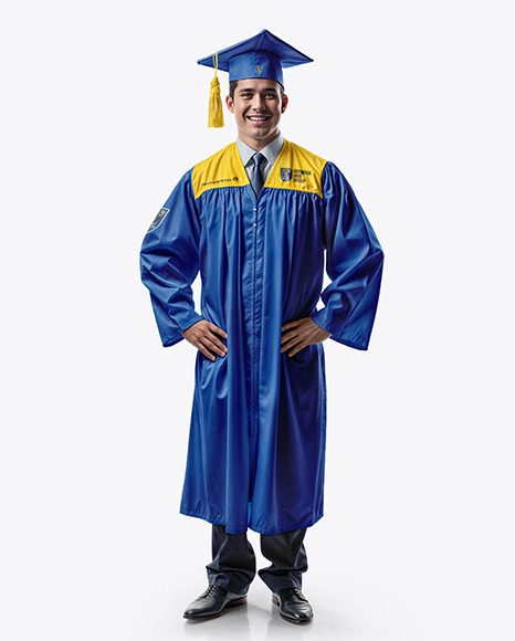 Smiling man Wearing a Graduation Gown Mockup
