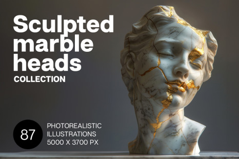 Sculpted marble heads