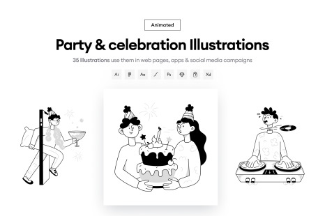 Party and Celebration Mini Illustrations