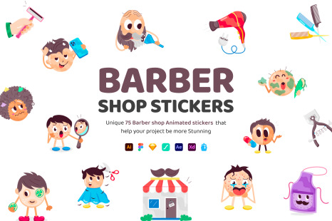 Animated Barber Shop Stickers
