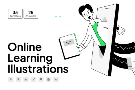 Online Learning Illustration Set