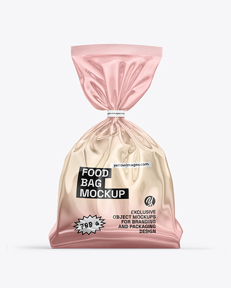 Glossy Metallic Food Bag Mockup