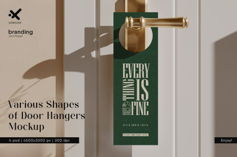 Set of Various Shapes of Door Hangers Mockup