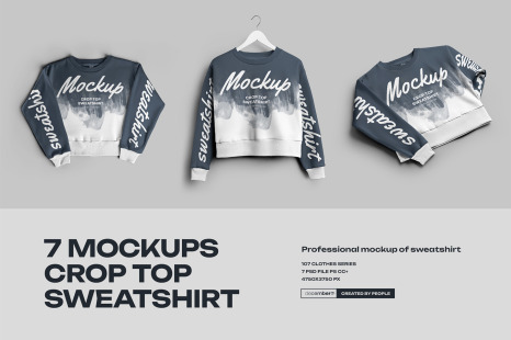 6 Mockups Crop Top Woman Sweatshirt