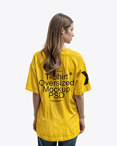 Woman Wearing an Oversize T-Shirt - Back View
