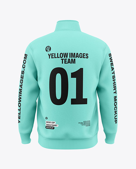 Men’s Full-Zip Sweatshirt Mockup - Back View