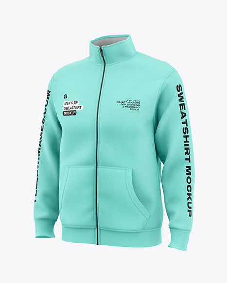 Men’s Full-Zip Sweatshirt Mockup - Half Side View
