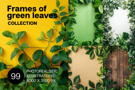 Frame of green leaves