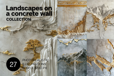 Landscapes on a concrete wall