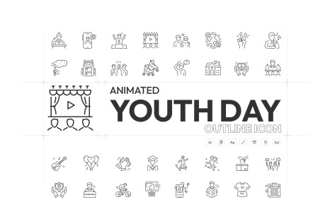 Animated Youth Day Icons