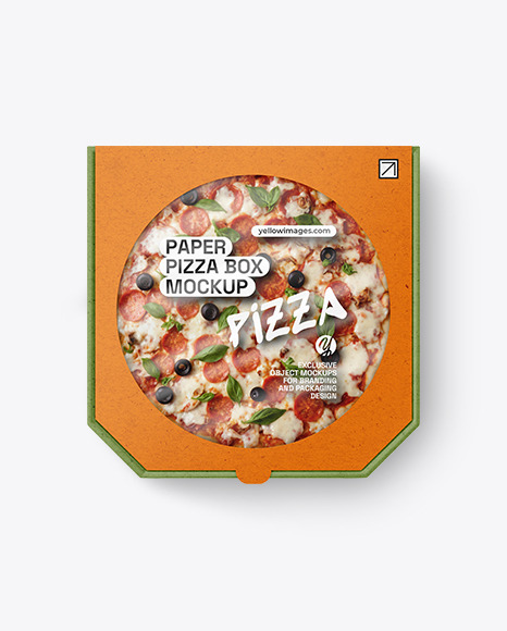 Kraft Paper Box with Pizza Mockup